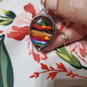 Vibrant Striped Teardrop Necklace